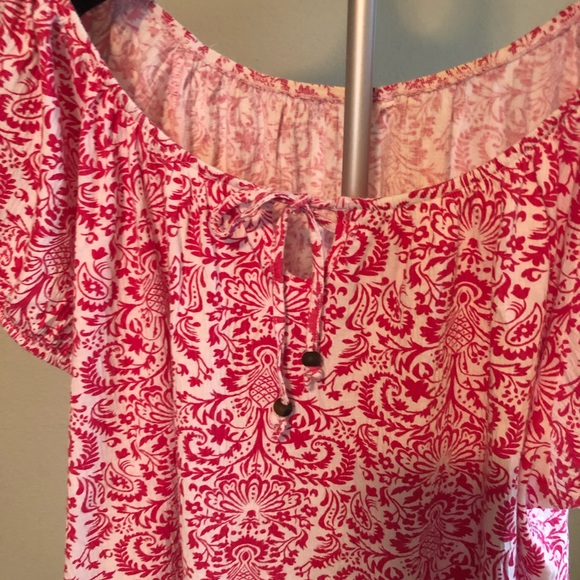 Womens top, elastic neck line with tie, paisley beautiful pattern - Picture 3 of 14